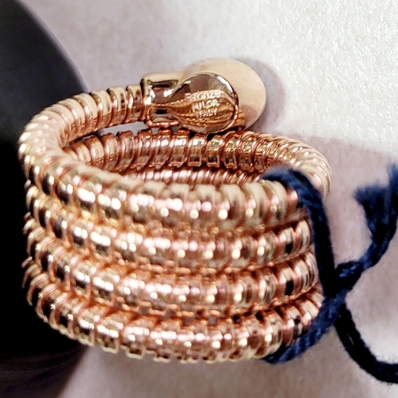 NWT MILOR ITALY 18KT BRONZE PLATED COIL RING WITH FAUX TURQUOISE ACCENTS - Picture 2 of 4